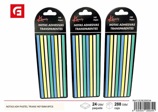 [152620034] Notas adhesivas pastel trans de 5 colores - Suministros de oficina