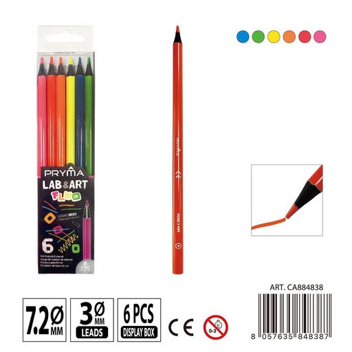 [0235712] Lápices de colores neón 6 PZ - Fluorescentes y coloridos