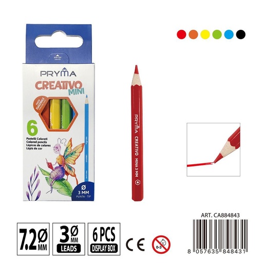 [0235717] Mini lápices de colores creativos 6 PZ - Compactos y coloridos