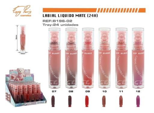 [B196-02] Brillo labial osito 24/C - Hidratante y estilizado