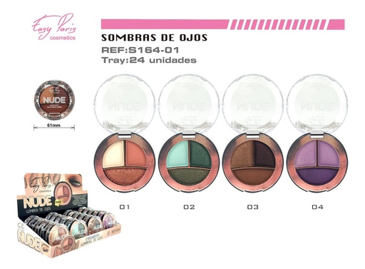 [S164-01] Sombra de ojos 3 colores 24/U - Versátil para looks