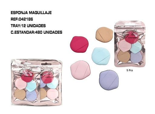 [042186] 5 mini borlas de maquillaje látex 12/U - Herramienta práctica