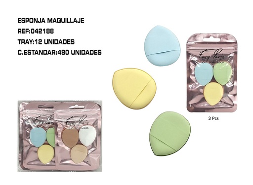 [042188] 3 mini borlas de maquillaje látex 12/U - Sencillas y efectivas