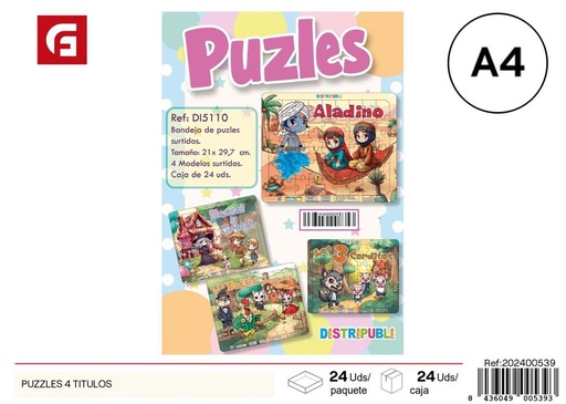 [202400539] Puzzles 4 títulos - Libro de rompecabezas para niños  