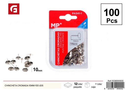 [153899900] Chinchetas cromadas de 10 mm 100 uds - Nuevos artículos de verano