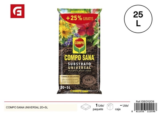 [106011209] Tierra Compo Sana Universal 20+5L - Sustratos y fertilizantes para jardinería