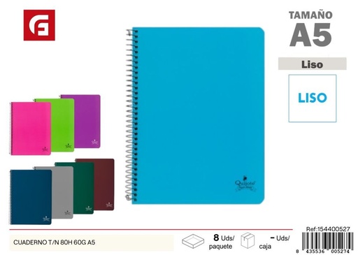 [154400527] Cuaderno T/N 80H 60g A5 - Material escolar