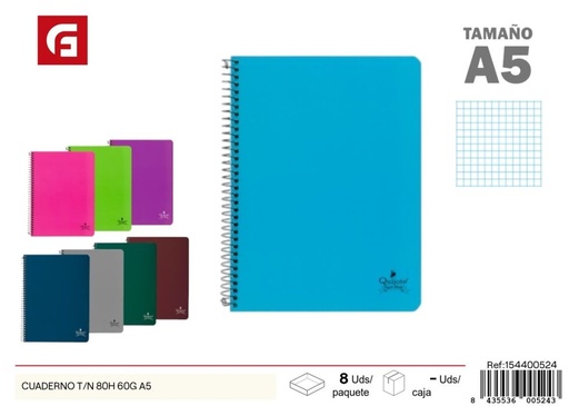 [154400524] Código T/N Cuaderno A5 de 80 hojas y 60g - Papelería escolar