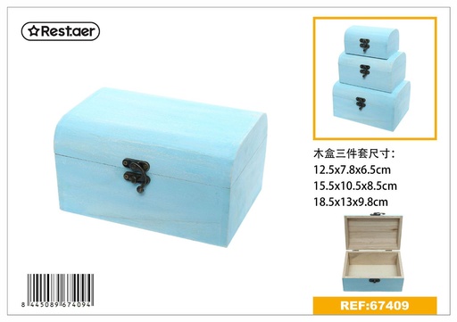 [67409] Caja de madera con tapa 18.5*13*9.8 cm - Almacenamiento decorativo