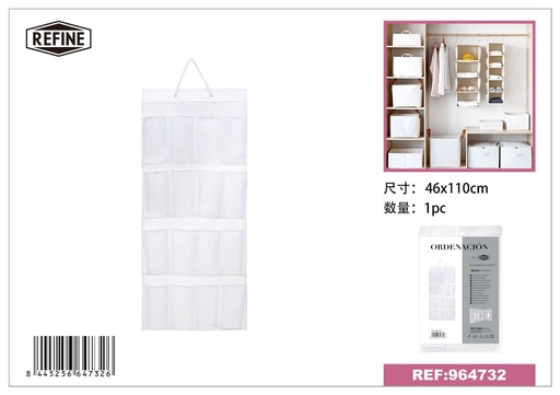 [964732] Organizador colgante de tela oxford blanca 46*110 cm - Gestión del espacio