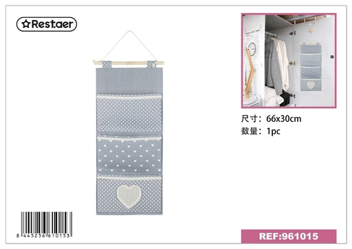 [961015] Organizador colgante de 3 bolsillos 30*66 cm gris - Organización del hogar