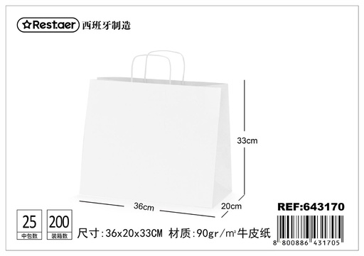 [643170] Bolsa de regalo blanca 36*20*33 cm - Embalaje ecológico