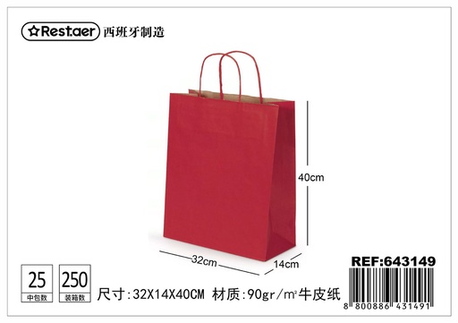 [643149] Bolsa de regalo roja 32*14*40 cm - Embalaje festivo