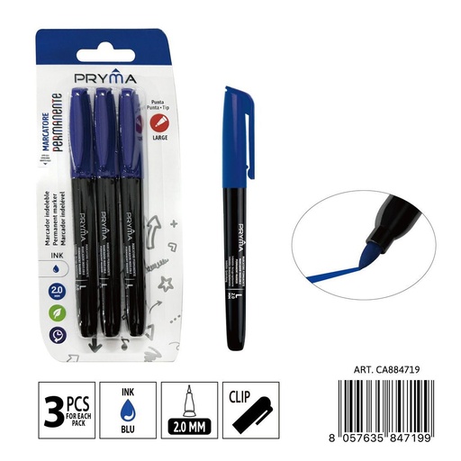 [0235671] Marcador permanente para redonda L 2 mm 3 uds azul - Herramientas de escritura y marcadores permanentes