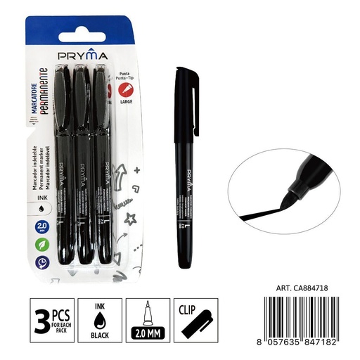 [0235670] Marcador permanente para redonda L 2 mm 3 uds negro - Herramientas de escritura y marcadores permanentes