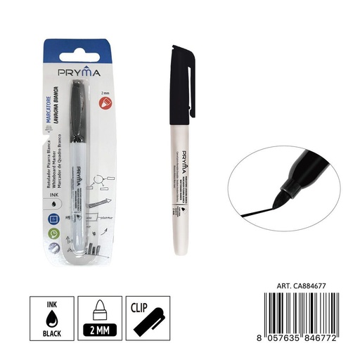 [0235629]  Marcador para pizarra blanca punta redonda 2mm negro - Artículos de escritura y pizarra
