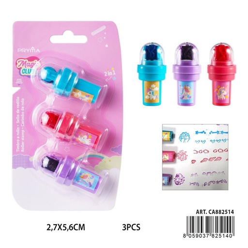 [0232309]  Minisello de rodillo 2 en 1 2.7x5.6 cm 3 pzs - Accesorios de arte y manualidades