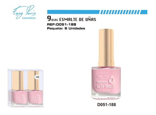 [D051-188] Laca de uñas 9 días 6/u - Cosméticos y esmaltes de uñas