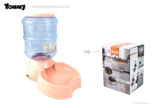 [YM0058] Dispensador de comida para mascotas tipo manzana 3.8L rosa - Alimentación para mascotas