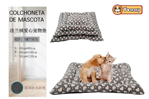 [YM7787A] Colchoneta de perro de franela de corazón café - Camas para mascotas