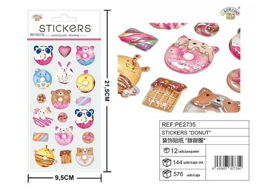 [PE2735] Stickers "Donut" 9.5X21.5CM - Artículos de papelería