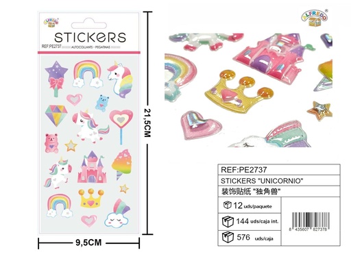 [PE2737] Stickers "Unicornio" 9.5X21.5CM - Artículos de papelería