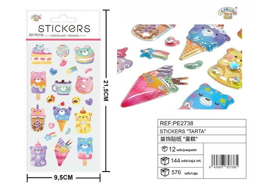 [PE2738] Stickers "Tarta" 9.5X21.5CM - Artículos de papelería