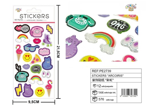 [PE2739] Stickers "Arcoíris" 9.5X21.5CM - Artículos de papelería