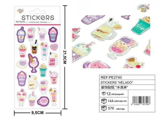 [PE2740] Stickers "Helado" 9.5X21.5CM - Artículos de papelería