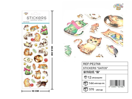 [PE2768] Stickers "Gato" 10X30.5CM - Artículos de papelería