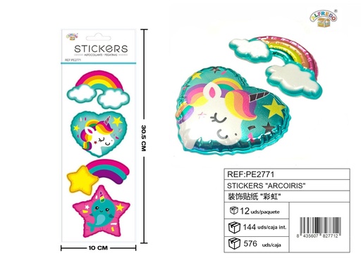 [PE2771] Stickers "Arcoíris" 10X30.5CM - Artículos de papelería