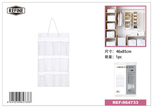 [964733] Organizador colgante de tela oxford blanca 12 compartimentos 46*85CM - Organización del hogar