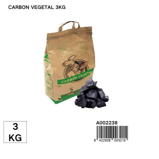 [A002238] Carbón vegetal para barbacoa 3 kg - Material de asado y parrilla