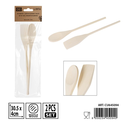 [0238464] Set de cuchara y pala de arce 30.5x4 cm - Utensilios de cocina de madera
