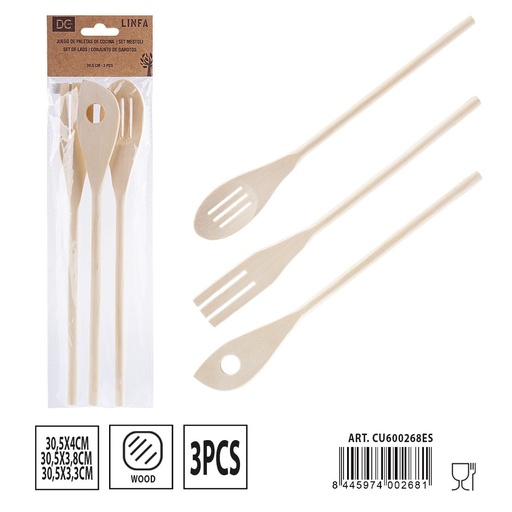 [A001630] Set de paletas de cocina de arce 3 piezas 30.5 cm - Utensilios de cocina de madera