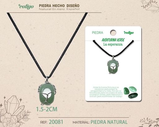 [20081] Colgante de piedra natural aventurina verde - Joyería y piedras preciosas