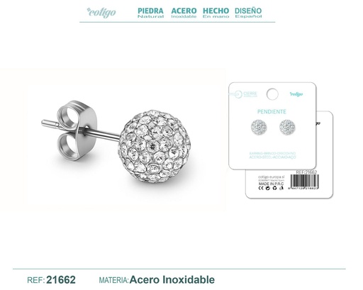 [21662] Pendiente de acero color plateado con cierre de rosca - Joyería práctica y moderna