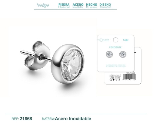 [21668] Pendiente de acero color plateado con cierre de rosca - Joyería práctica y moderna