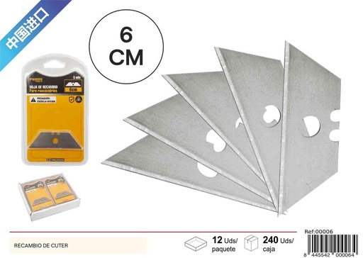 [00006] Recambio de cúter 5 piezas - Herramientas de ferretería