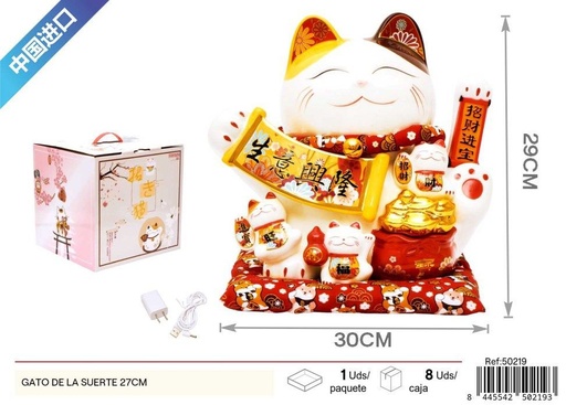 [50219] Gato de la suerte blanco 27 cm - Adornos decorativos y de buena fortuna