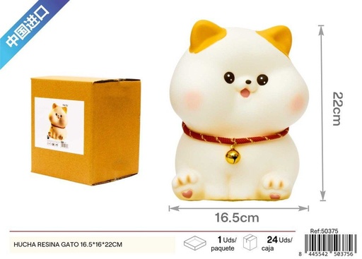 [50375] Hucha de resina gato 16.5x16x22cm - Decoración funcional para el hogar