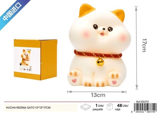 [50374] Hucha de resina gato 13x13x17cm - Ternura y funcionalidad en el ahorro