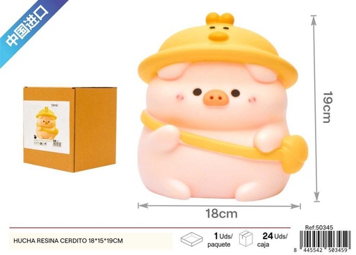 [50345] Hucha de resina cerdito 18x15x19cm - Decoración y funcionalidad unidas