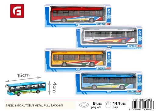 [161649886] Set de 4 autobuses modelo retro a fricción - Juguetes de vehículos y diversión