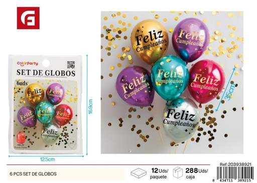 [203938921] Set de globos de cumpleaños en español 6 piezas - Artículos de fiesta
