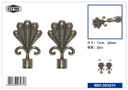 [303231] Terminal para barra de cortina de 20 mm 2 piezas - Accesorios de cortinas