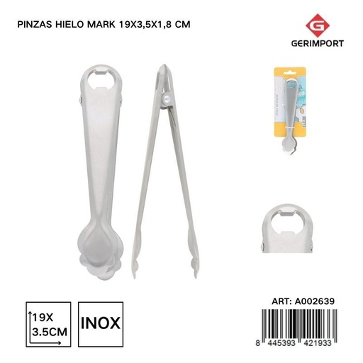 [A002639] Pincas para hielo de acero inoxidable 19x3.5x1.8 cm - Utensilios de cocina