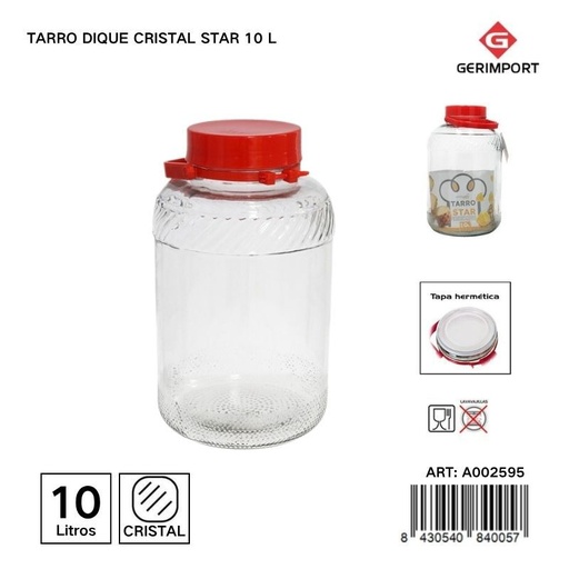 [A002595] Tarro dique cristal Star 10 L - Almacenamiento de cocina