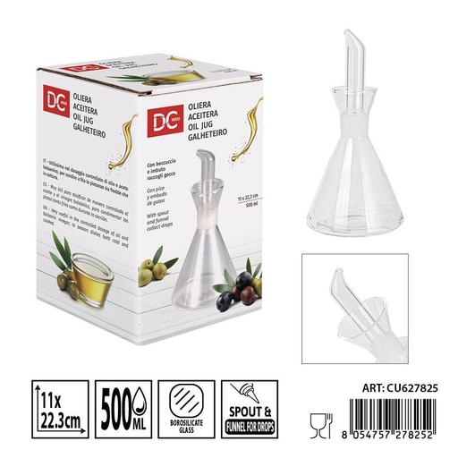 [0236232] Aceitera antigoteo 500ml de borosilicato 11x22.3cm - Accesorios de cocina