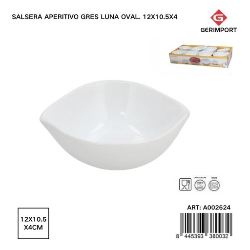 [A002624] Salsera aperitivo de gres ovalada Luna 12x10.5x4 cm - Utensilios de cocina y recipientes de gres